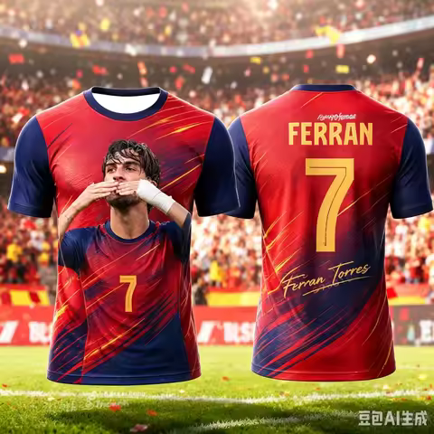 2026 Summer New Ferran Torres Spain Football Fans Jersey T Shirt Soccer Player Collection Shirt Brea
