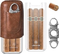 USEWIRE Cigar Case, Acrylic Cigar Humidor Box, Travel Humidor Box That Hold 3 Cigars, Cigar Accessor
