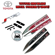 2 units Toyota Car Body 3D TRD Metal Side Fender Stickers logo Decals Emblem blade for Vios Yaris Ca
