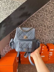 CHANEL Duma 霧霾藍灰藍色 小號 荔枝牛皮 | 淡金扣  99新有塵袋 💰31000 靚價💘💘