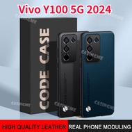 Vivo Y100 5G 2024 Luxury Plain Skin Leather Phone Covers For Vivo Y100 Y 100 100Y VivoY100 5G 2024 M