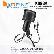 FIFINE K683A USB Desktop PC Microphone With Pop Filter Studio Condenser Mic For Gaming Streaming You
