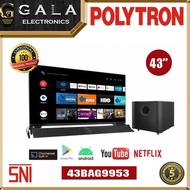 Led Android Tv Polytron 43 Inch Pld 43Bag9953 Soundbar + Subwoofer New