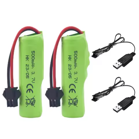 2PCS 3.7V 500mAh Li-ion Battery With SM-2P Plug And USB Charger For DE35 DE38 DE40 DE50 DE55 TB202 T