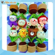 Handmade decorative wool flower pot with kraft paper gift box, Piece meaningful valentine gift, Marc