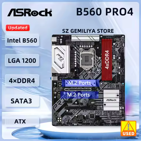 ASROCK B560 Pro4 Motherboards Intel B560 LGA 1200 DDR4 128GB 2xM.2 PCIe 4.0 support Core i5-11400F i
