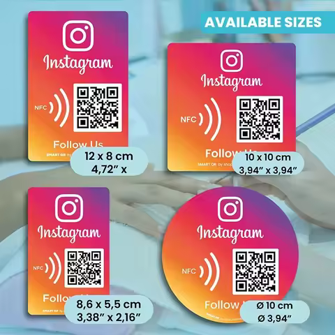 Custom QR Code Sign NFC Tap Follow US on Instagram Plaque Acrylic Social Media Sign Google Review Fa
