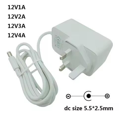 12V White DC Power Supply UK Plug White Source 1A 2A 3A 4A 12V 1 Amp Power Supply White 12V UK Power
