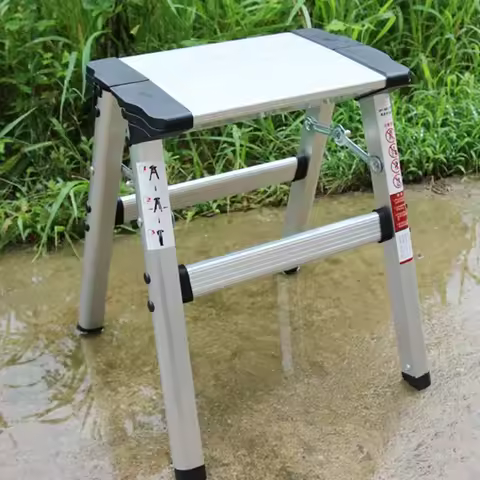 2025 Thickened Folding Small Stool Ladder Fishing Stool Multi-functional Aluminum Alloy Ladder Chair
