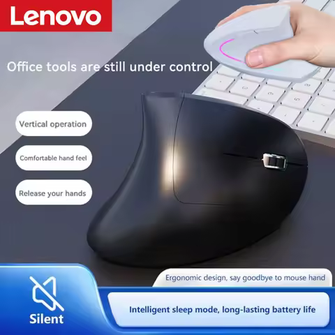 Lenovo Wireless Mouse Ergonomic Vertical Illuminated Silent Rechargeable Bluetooth Mouse Portable Ga
