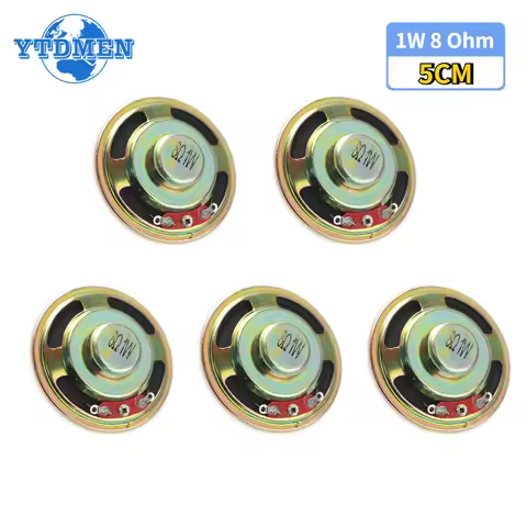 5PCS Ultra-thin Speaker 1W 8R Diameter 5CM Loudspeaker 1 Watt 8 Ohm 50MM Speakers for Arduino Kit