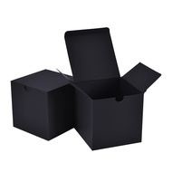 NIGNYA 4x4x4 Gift Boxes, Small Gift Boxes 50 PCS, Black Kraft Paper Box with Lid for Party Favor, Or