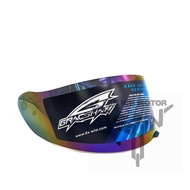 100% Original Gracshaw Grandex G9999 G999 G9009 Full Face Visor Cermin Topi ( Rainbow )