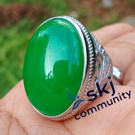 BIG SIZE JADE BURMA STONE RING SUPER TITANIUM RING