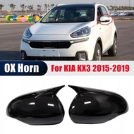 1Pair Car Rearview Mirror Housing OX Horn Trim Cover for  KX3 2015-2019 Side Door Mirror Cover Cap