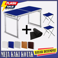 [COD] TERMURAH 1 MEJA 2 KURSI Meja Lipat Portable / KAKI KOTAK // Meja Lipat Koper / Meja Laptop Lipat Portable / Meja Lipat Belajar / Meja Kerja Uk 120cm x 60cm DTG Model Kaki Kotak