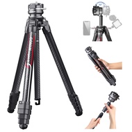 Lightweight Camera Tripod for Travel, COMAN 62.2 inch Compact Carbon Fiber Tripod Stand, 360°Ball He