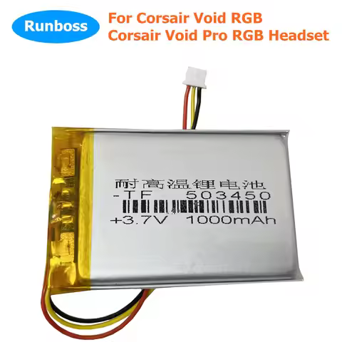 New 523450 503450 3.7V 1000mAh Battery For Corsair Void RGB, Cor sair Void Pro RGB Headset Accumulat