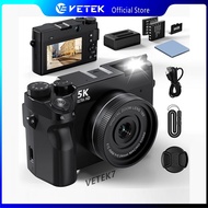 VETEK7 75MP High Resolution Digital Camera 5K Dual Camera with Flash 18X Zoom