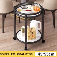 2 Tiers Side Table Coffee Table With Wheels