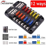 Car Boat  Fuse Box Holder With 12 Way Blade Fuse Holder Block & Warning Indicator  12V~24V Power Dis