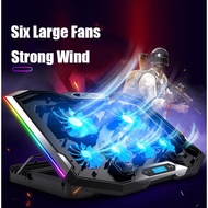 BGF Gaming RGB Laptop Cooler For Laptop 12-18 Inch Six Fans LCD Screen Laptop Cooling Pad Adjustable Two USB Port Notebook Stand