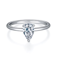 1.25ct Real Moissanite Diamond Wedding Ring Drop Cut 1 Carat Moissanite Ring Platinum Plated Women R