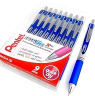 Pentel EnerGel XM BL77 - Retractable Liquid Gel Ink Pen - 0.7mm - 52% Recycled - Wallet of 9 - Blue