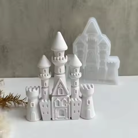 European Style Castle Candle Silicone Mold House Building Cake Chocolate Silicone Mold Soap Mold Cas