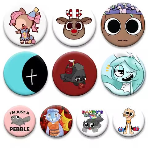 58mm Funny Cute Cartoon Brooches Dandys World Shrimpo Creative Badge Handmade Exquisite Pins for Bac