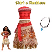 ชุดกระโปรงเจ้าหญิง Vaiana ชุดคอสเพลย์ผู้หญิง Moana สร้อยคอพร้อมชุดคอสเพลย์ผู้หญิงปาร์ตี้คาร์นิวัลฮัล