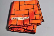 法國Pierre Balmain 橘色幾何圖案絲巾/圍巾