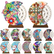 ZILUOLAN Diamond Art Perpetual Calendar Kits, DIY Diamond Art Calendar, Wooden Handmade Rotating Dia