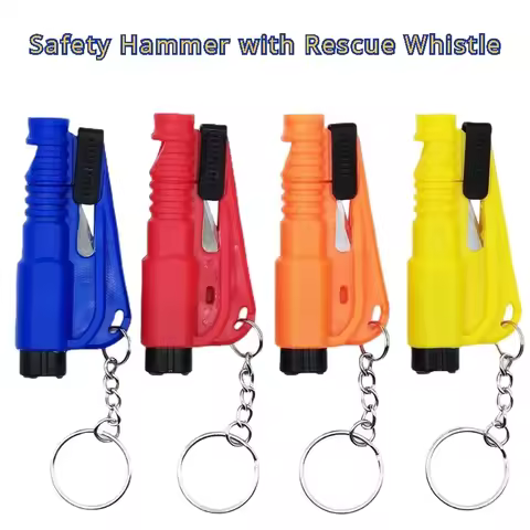 Safety Hammer with Rescue Whistle, Car Escape Tool,2-in-1 Window Breaker Seatbelt Cutter, Compact Em