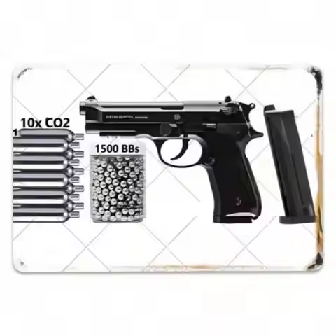 Beretta 92FS CO2 BB Pistol Airgun Set Metal .177 Caliber Realistic Recoil High-Speed Shooting Practi