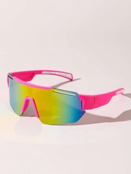 1 副女式平頂戶外太陽眼鏡粉紅眼鏡 Y2K 眼鏡彩色鏡片時尚眼鏡騎乘運動護目鏡
