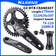 HASSNS GX Hollowtech Bike Crankset 104 BCD BottomBracket MTB Bicycle Crank+BB+Chainring