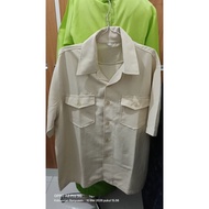 KEMEJA Pl formal office/ shirt Cream thick material Ok Jumbo
