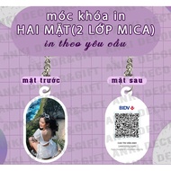 Mica keychain printed on 2 sides, 2 photos, 2 layers of oval mica, custom printed keychain, mica key