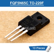 10pcs FQF5N65C TO-220F 5A/650V N-Channel MOSFET Transistor New Original