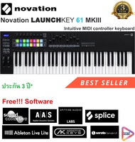 Novation Launchkey 61 MKIII 61 Key MIDI Keyboard Controller มิดิคีย์บอร์ดคอนโทรลเลอร์ระดับโปรท็อป  ฟรีซอฟท์แวร์ Ableton Live Lite,Splice,AAS,Serato  มีประกัน 3 ปี*