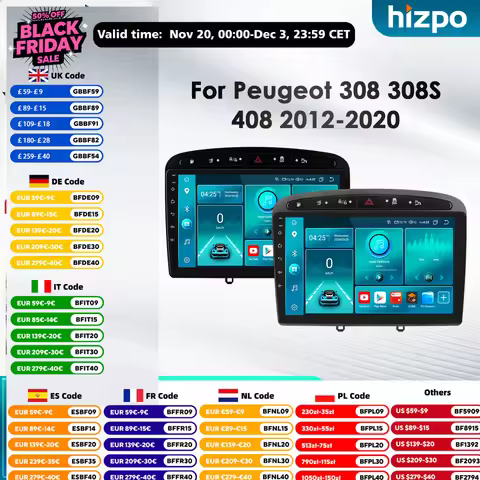 Hizpo 8Core DSP Car Multimedia Player for Peugeot 408 Peugeot 308 308SW Carplay 4G Autoradio RDS GPS