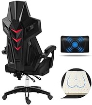 Swivel chair Video Game Chair, Elevating Rotary Reclining Office Chair Built-in Latex Cushion with Footrest Ergonomics Computer Chair Massage Pillow (Color : Black gold) Anniversary
