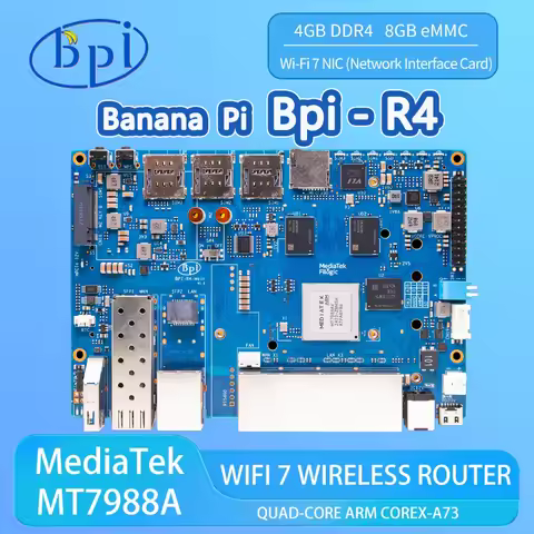 Banana Pi BPI-R4 4GB DDR4 8GB eMMC MediaTek MT7988A (Filogic 880) quad-core Arm Corex-A73 flash Smar