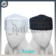 Mesh Cap, No. 3-9, White and Black Mesh Cap, Hajj Cap, Santri Cap