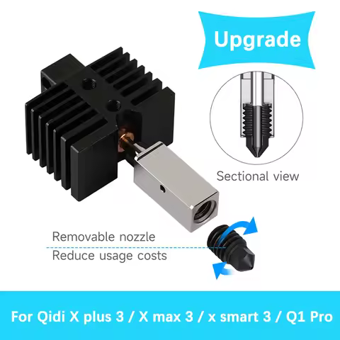 Upgrade Hotend for Qidi X Plus 3 / X Max 3 / X Smart 3 / Q1 Pro Print Head 24V 60W Hot End Kit Brass