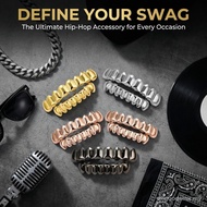 ALLGOODS Teeth Grillz Top Bottom Set, Eco-friendly Copper Shiny Teeth Grillz Caps, Classic Glossy  S