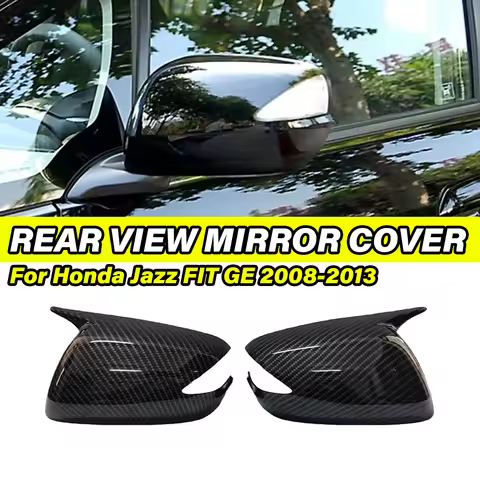 Pair Car Side Rearview Mirrors Cover OX Horn Style For Honda Fit Jazz 2009 2010 2011 2012 2013 Gloss