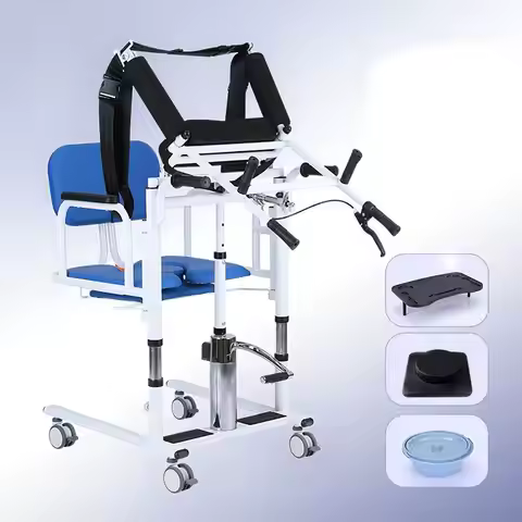 Bed Chair Commode Hydraulic Lift System Adjustable Seat Height 43-69cm 200kg Capacity Patient Lift T