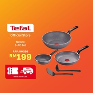 Tefal Natura 5 Pcs Set - Wokpan (28cm) + Wokpan (16cm) + Frypan (24cm) + Ladle & Spatula